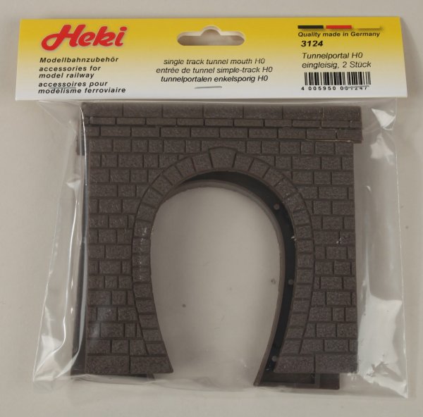 Heki 3124 Tunnelportale eingleisig H0, 2 Stück