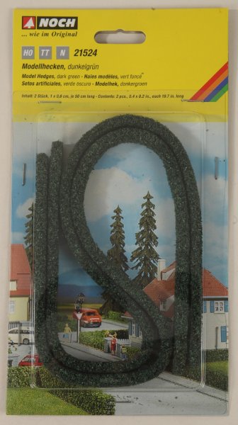 NOCH 21524 Modellhecken dunkelgrün, 2 Stück, 1 x 0,6 cm, je 50 cm lang