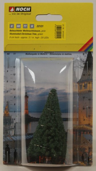 NOCH 22121 Beleuchteter Weihnachtsbaum  grün, mit 20 LEDs, 8 cm hoch