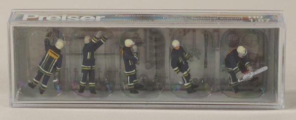 Preiser 10486 Feuerwehrmänner in moderner Einsatz- kleidung. Löschangriff  1/87