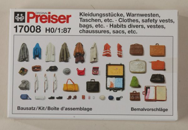 Preiser 17008 Kleidungsstücke, Warnwesten, Taschen etc. Bausatz  1/87