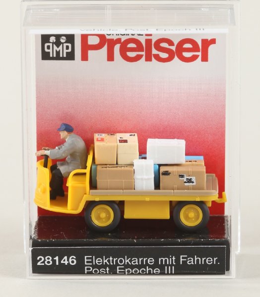 Preiser 28146 Elektrokarre mit Fahrer. Post  1/87