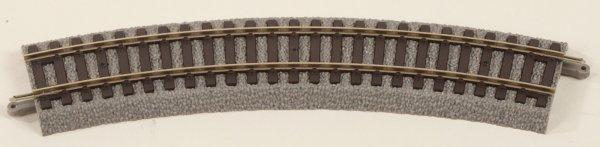 Gebogenes Gleis mit Bettung R1 360,00 mm, 30°, 1/12