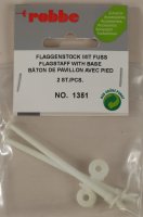 Robbe 1351 Flaggenstock mit Fuss, ca. 72 mm hoch, weiß, 2 Stück