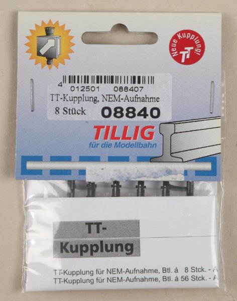 Tillig 08840 TT-Kupplung
Für NEM-Aufnahme, Beutel à 8 Stück (Bausatz).