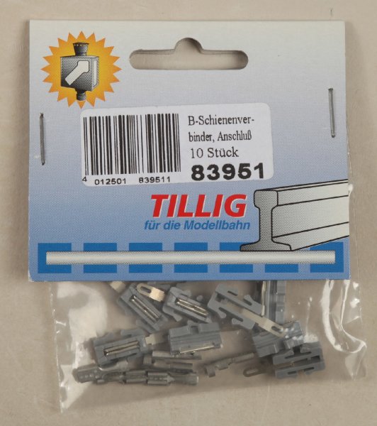 Tillig 83951 Bettungsgleis Schienenverbinder mit Anschlusselement (10 Stück)