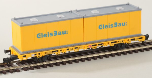 Kibri 26268 H0 Niederbordwagen mit 2 Containern GleisBau, Fertigmodell