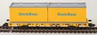 Kibri 26268 H0 Niederbordwagen mit 2 Containern GleisBau, Fertigmodell