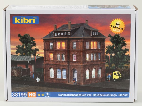 Kibri 38199 H0 Bahnbetriebsgebäude inkl. Hausbeleuchtungs- Startset