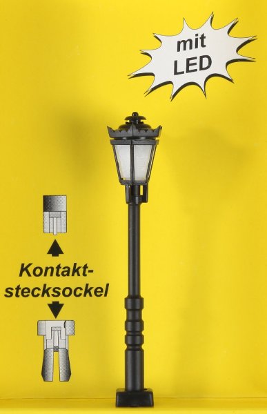Viessmann 60701 H0 Parklaterne schwarz mit Kontaktstecksockel, LED warmweiß