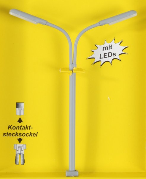 Viessmann 60951 H0 Peitschenleuchte doppelt mit Kontaktstecksockel, 2 LEDs weiß