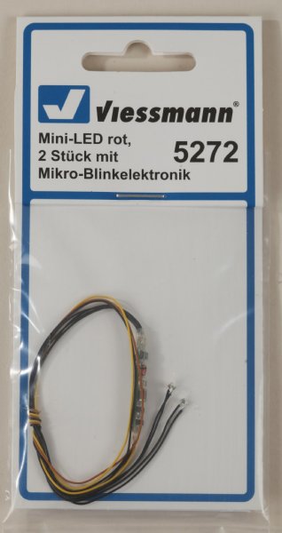 Viessmann 5272 Mini-LED rot für Feuersimulation, 2 Stück mit Mikro-Blinkelektronik