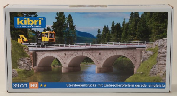 Kibri 39721 H0 Steinbogenbrücke mit Eisbrecherpfeilern gerade, eingleisig
