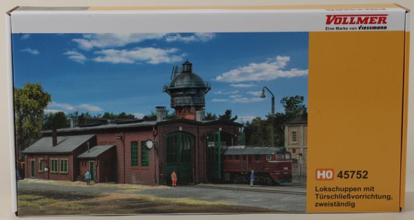 Vollmer 45752 H0 Lokschuppen mit Türschließvorrichtung, zweiständig