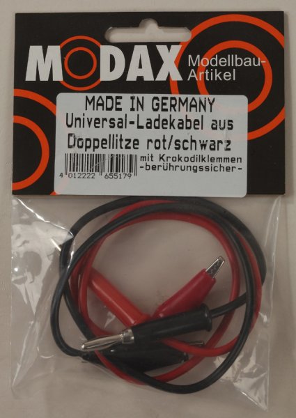 Modax 65517 Universal-Ladekabel 1,5mm² mit Bananenstecker und Krokodilklemmen