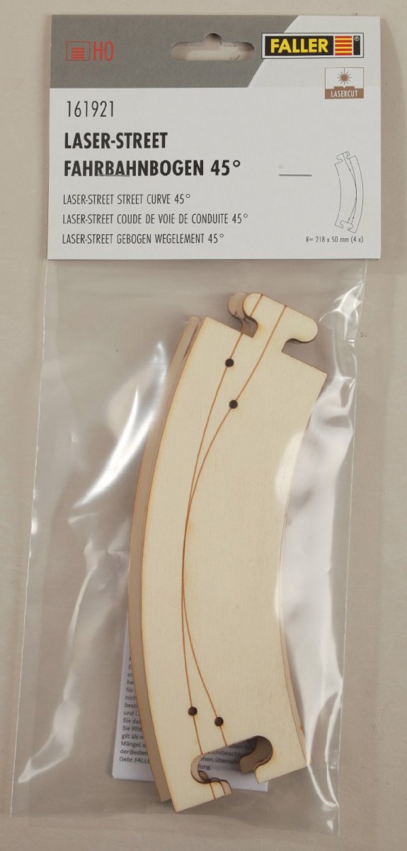 FALLER H0 161940 Laser-Street Abzweigung + Einmündung 45° 212,5x102,5