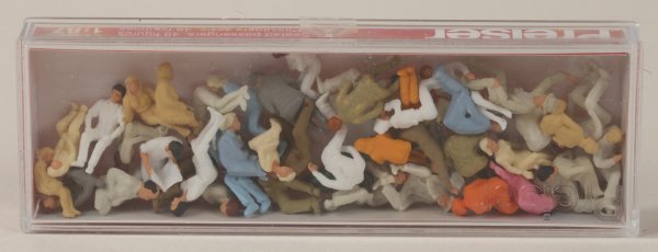 Preiser 14400 Sitzende Reisende für Zugabteil. 48 Figuren  1/87