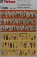 Preiser 16343 Passanten. Zuschauer. 130 unbemalte Figuren. Bausatz  1/87