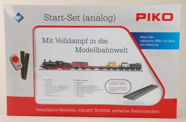 PIKO 57123 Start-Set mit Bettung Güterzug Dampflok G7 mit 5 Güterwagen