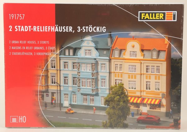 Faller 191757 2 Stadt-Reliefhäuser, 3-stöckig