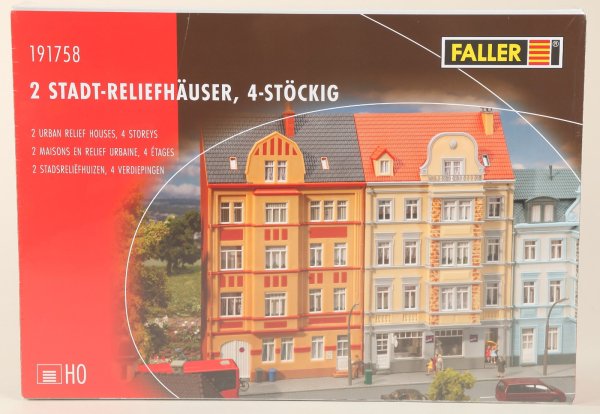 Faller 191758 2 Stadt-Reliefhäuser, 4-stöckig