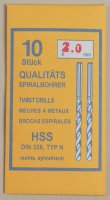 Muldental 14020 HSS-Bohrer 2,0 mm, DIN 338, Typ N, rechts zylindri