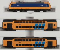 PIKO 97939 Start-Set mit Bettung Personenzug E-Lok und 2 Doppelstockwagen NS V