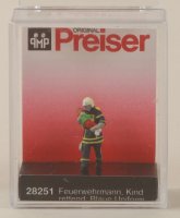 Preiser 28251 Feuerwehrmann, Kind rettend. Blaue Unifo