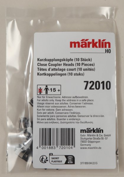 Märklin 72010 Kurzkupplungsköpfe für Norm-Kupplungsaufnahme 10 Stück