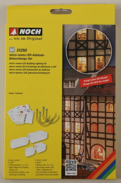 micro-rooms LED-Gebäude-Beleuchtungs-Set Start-Set mit 4 LEDs + 8 Innenräumen H0