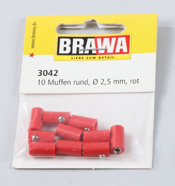 Brawa 3042 Muffen rund, 2,5 mm, rot
