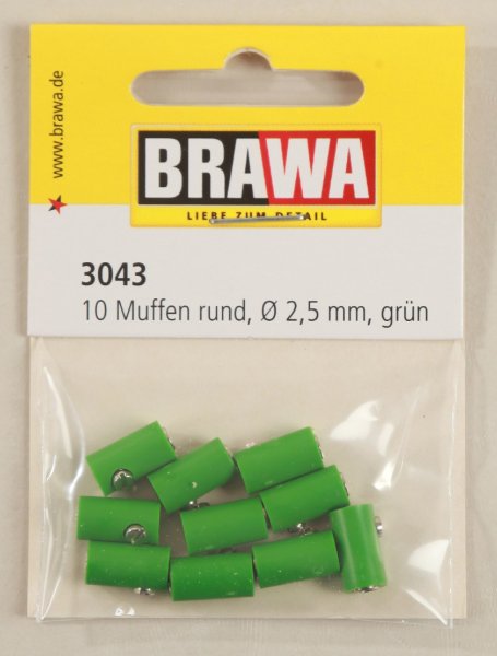 Brawa 3043 Muffen rund, 2,5 mm, grün