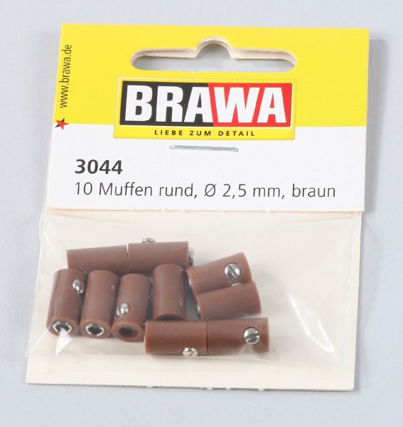 Brawa 3044 Muffen rund, 2,5 mm, braun