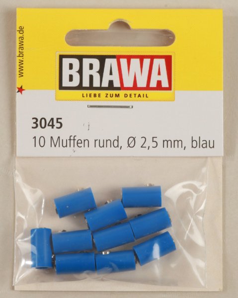 Brawa 3045 Muffen rund, 2,5 mm, blau