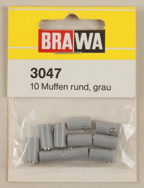 Brawa 3047 Muffen rund, 2,5 mm, grau