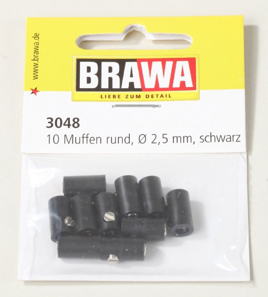 Brawa 3048 Muffen rund, 2,5 mm, schwarz