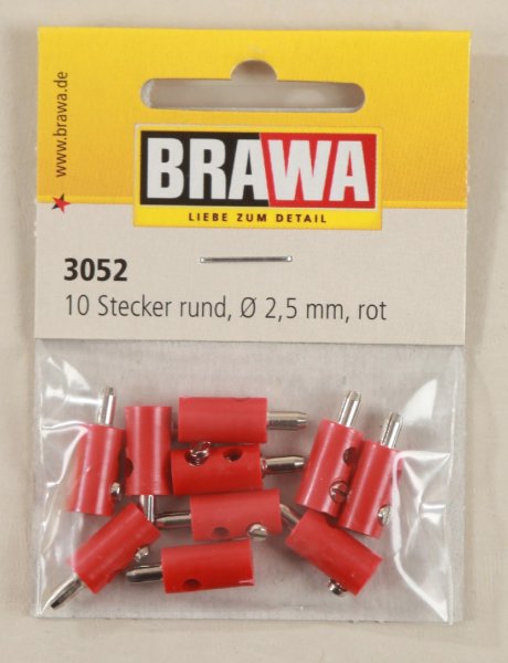 Brawa 3052 Querlochstecker, 2,5 mm, rot
