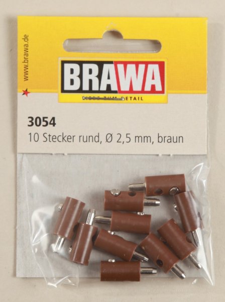 Brawa 3054 Querlochstecker, 2,5 mm, braun