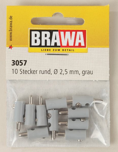 Brawa 3057 Querlochstecker, 2,5 mm, grau