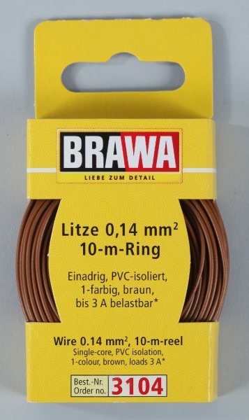 Brawa 3104 Litze 0,14mm² 10m Ring br Litze 0,14 mm², 10 m Ring, braun