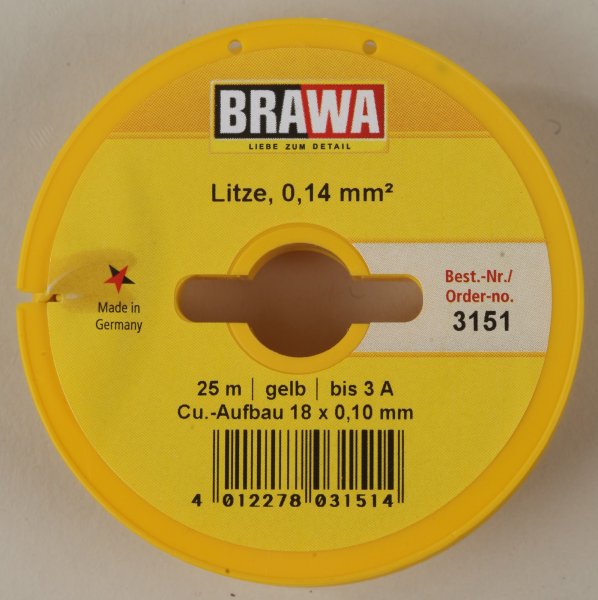 Brawa 3151 Litze 0,14 mm², gelb