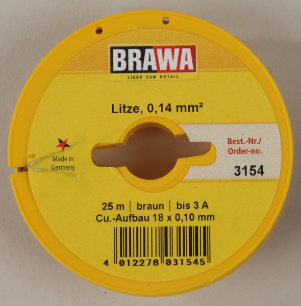 Brawa 3154 Litze 0,14 mm², braun