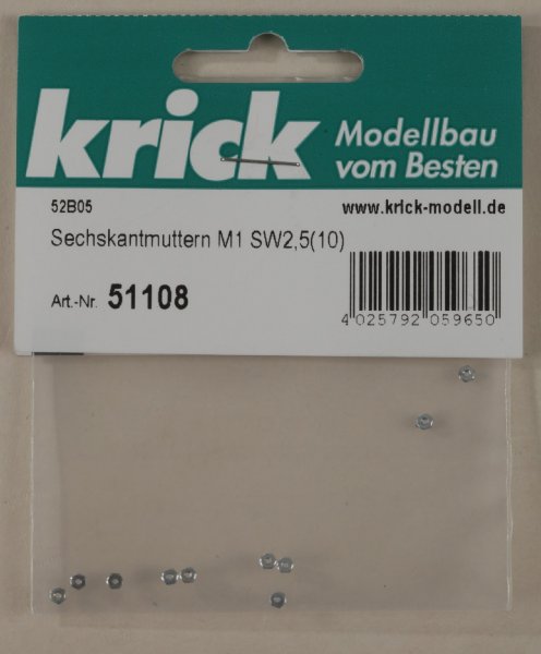 Krick 51108 Sechskantmuttern M1 SW2,5(10)