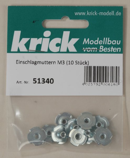 Krick 51340 Einschlagmuttern M3 (10 Stück)