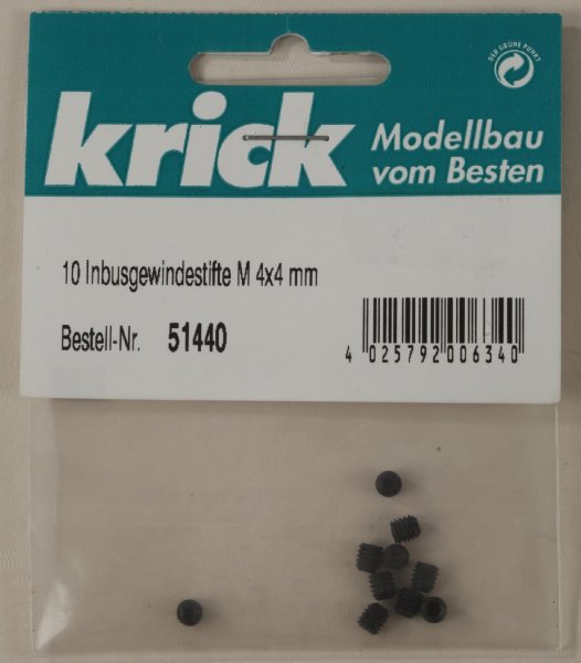 Krick 51440 Innensechskantgewindestifte M4x4 mm(10Stk)