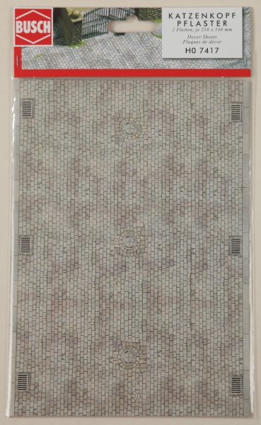 Busch 7417 Dekopl. Katzenkopfpflaster H0